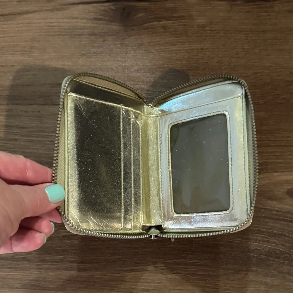 Michael Stars Shimmery Gold Zip Card Wallet